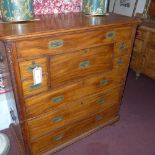 A C19th Anglo Colonnial camphorwood campaign secretaire chest fitted arrangement of drawers