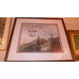 A Gerry Maber limited edition print 'Cougar' in landscape setting.