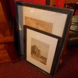 A C19th watercolour castle ruins and similar watercolour of a canal study, signed