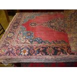 An extremely fine central Persian Kashan rug 210cmx40cm The central pendant floral medallion with