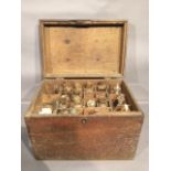An early 19th oak cased apothecary box with side carrying handles