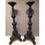 A pair oversized bronze pricket sticks in the Baroque style