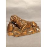 An interesting early 18th cent oak carving of a lion