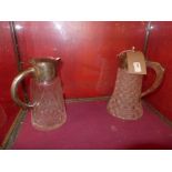 A cut glass and silver plated jug together with similar (2) (a/f)