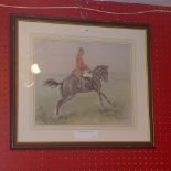 A pastel study by Franco Martania depicting a figure on horseback,