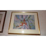 A limited edition etching and aquatint abstract 189/200, signed in pencil in a gilt frame