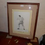 A signed pen and ink drawing, by J A Gowling; portrait of Isaac Perrins, C18th British prize fighter