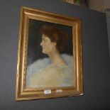 An oil on canvas portrait of a Lady