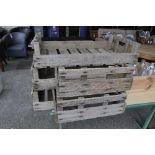 Five large vintage wooden slatted apple storage crates (5)