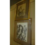 SOLD IN TIMED AUCTION
A charcoal study of a mining family by Andrew Vicari and one other