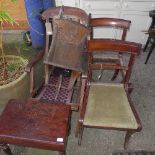 A folding campaign chair and a Victorian bidet