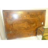 A C19th inlaid walnut panel with bird centre