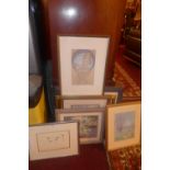 A collection of seven framed prints by t