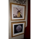 A pair of giclee prints of a windmill an