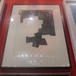 A glazed and framed Eduardo Chillida lit
