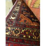 A fine north Persian malayer rug, central floral pendant medallion with replacing spandrels on a