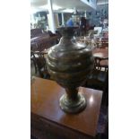 A large Indian brass Gourd form vase, with enamel decoration
