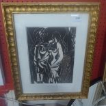 Pablo Picasso wood engraving cubist composition