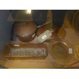 A quantity of copper ware including a wine coaster and a bed pan (4)