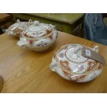 A set of three 'Empire- York' tureens with lights and floral pattern