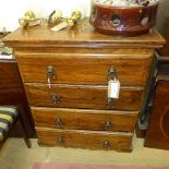 An Indian and brass bound teak chest of four long drawers