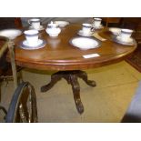 A Victorian mahogany centre table the oval top on pedestal base