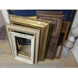 Two giltwood frames and a collection of other frames (various sizes)