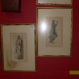 A set of three 19th Century etchings of classical statues framed and glazed 26cm x 14cm.