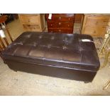 A contemporary button ball brown leather Ottoman (40 x 120 x 70)