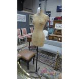 A vintage stockman tailors mannequin - on original tripod stand, with markings and code 50406