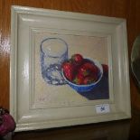 Colin Willey oil on board still life with strawberries,