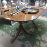 A mahogany twin pillar dining table with extra leaf H174 x L190 x W90