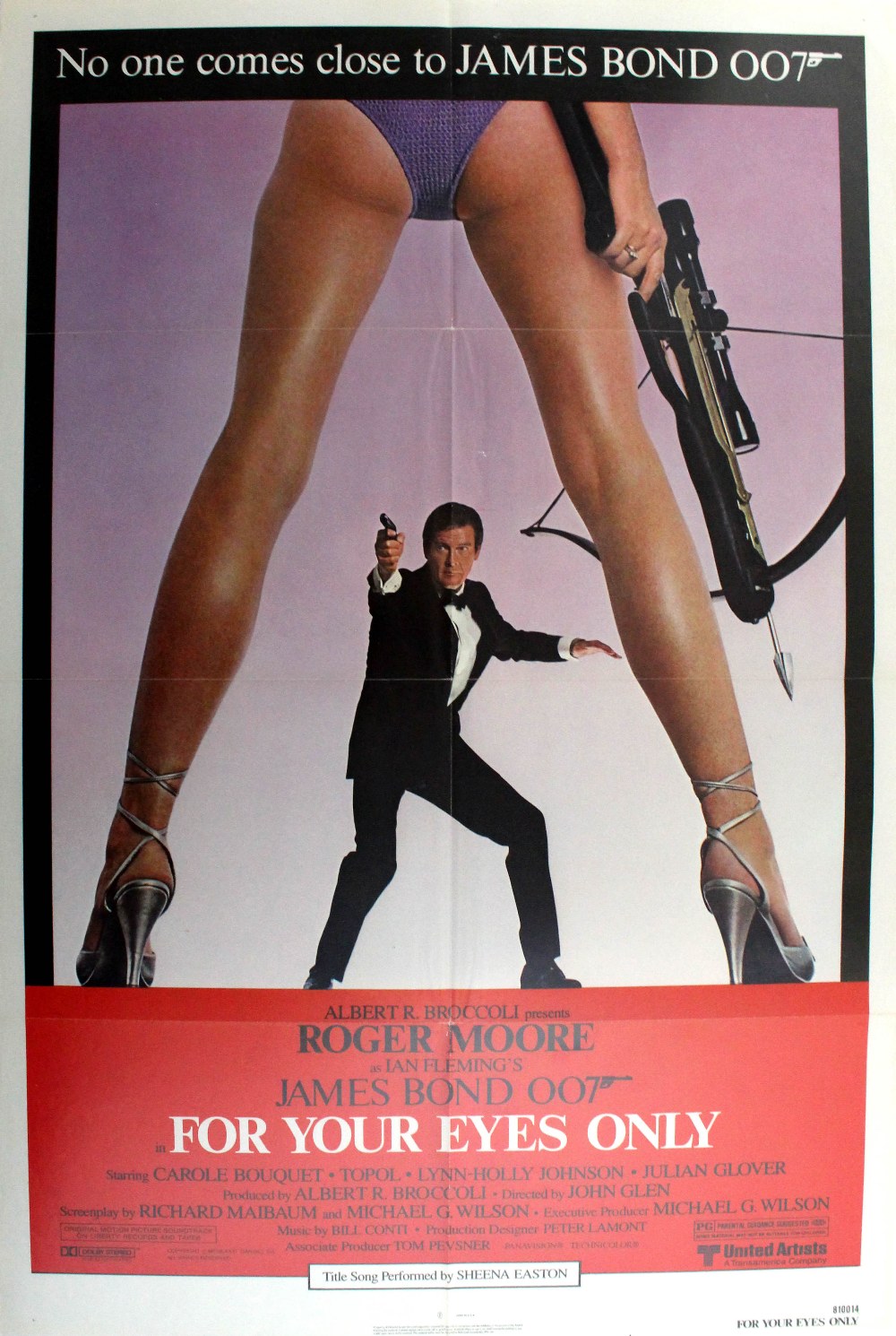 Original vintage film poster for the 007 movie, For Your Eyes Only, starring Roger Moore,