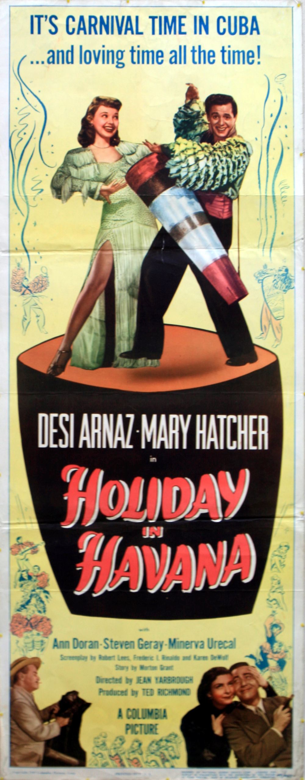 Original vintage film poster for a movie, Holiday in Havana, featuring Desi Arnaz and Mary Hatcher.
