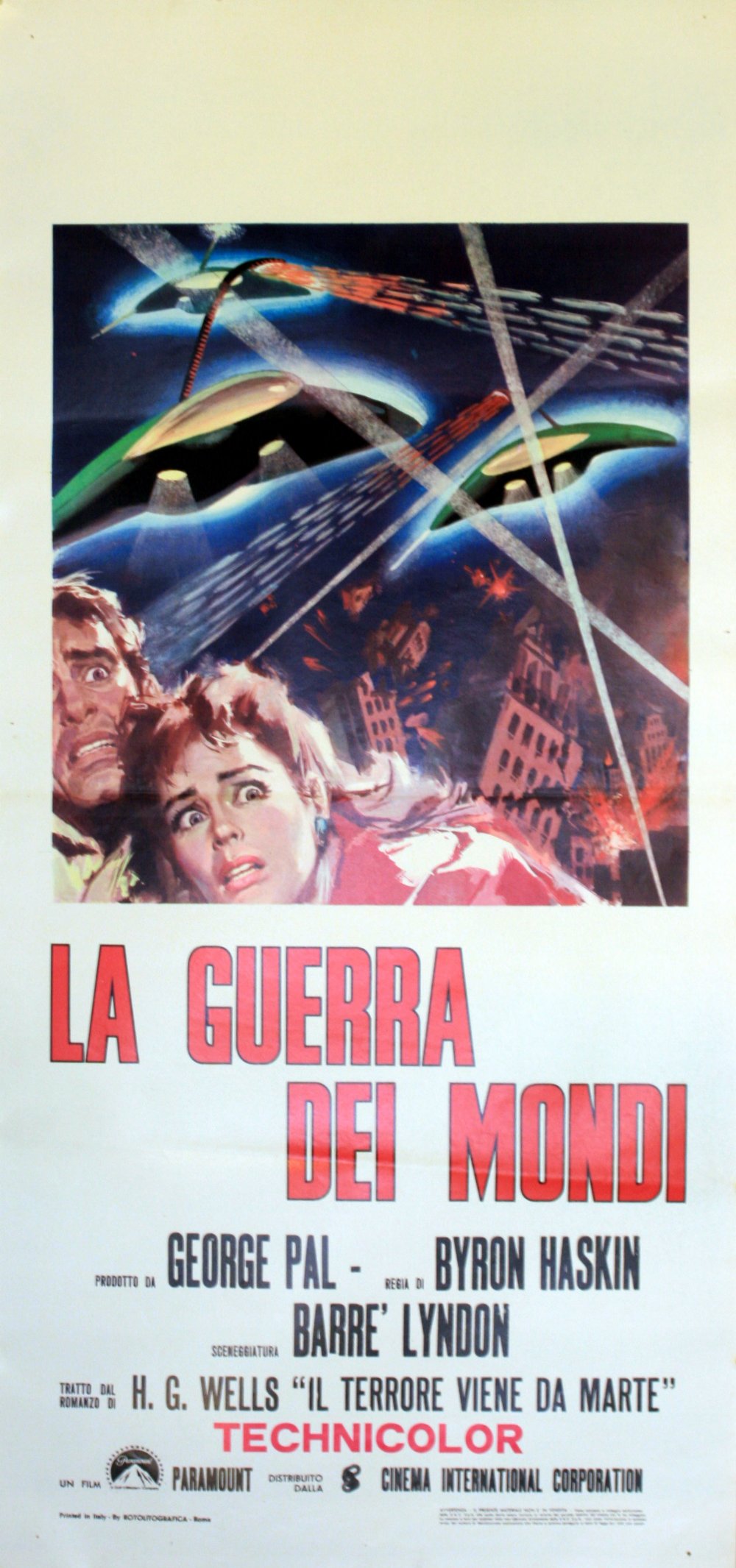 Original vintage movie poster for the Italian re-release of 1953 film based on the science fiction