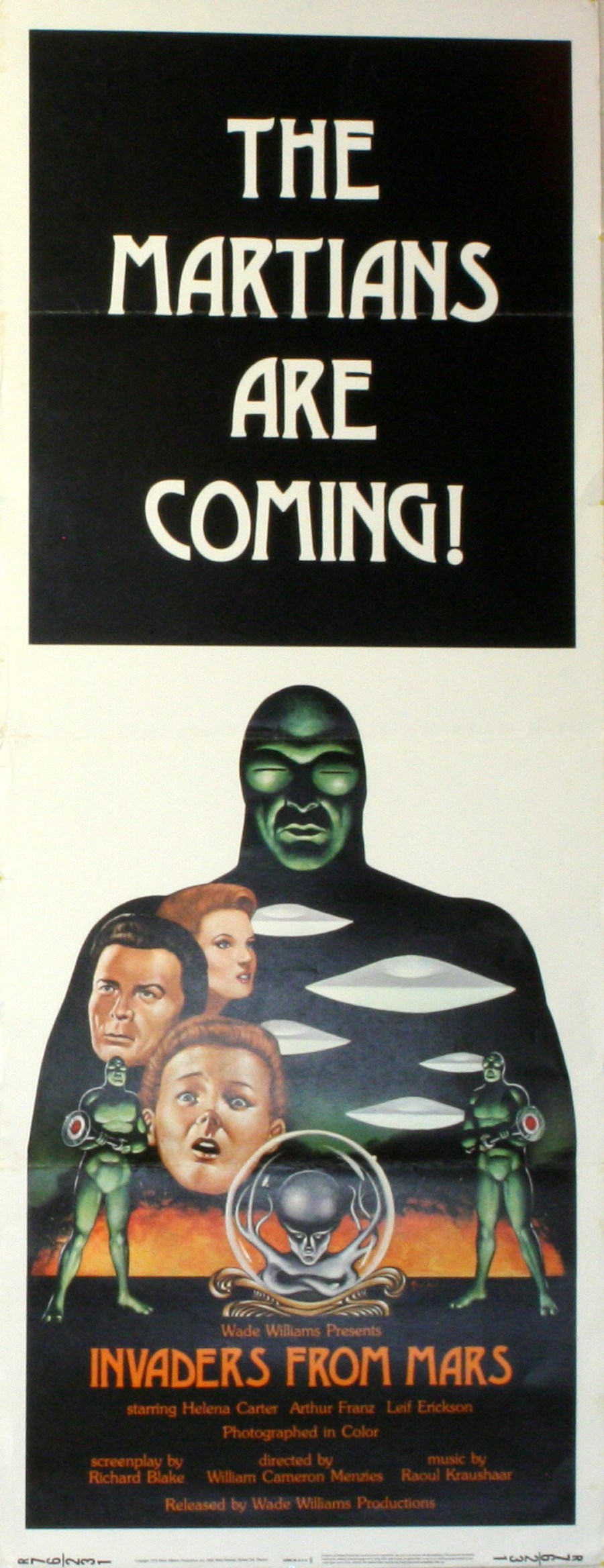 Original vintage film poster for a horror science fiction (sci-fi) movie, Invaders from Mars,