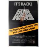 Original vintage re-release movie poster for the classic film, Star Wars: It's Back,