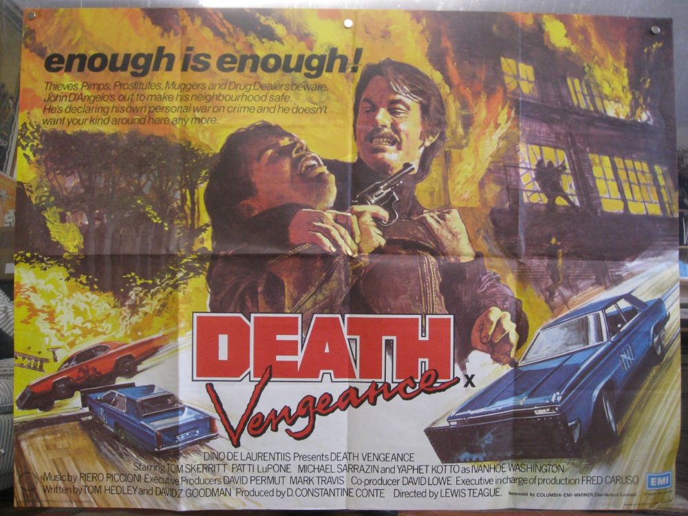 Original Vintage Death Vengeance Poster 1982 30 x 40 inch