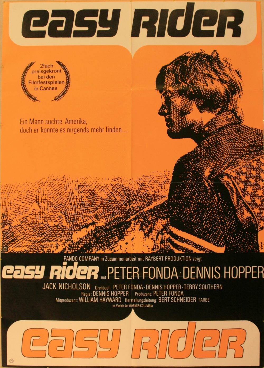 Original vintage movie poster advertising the 1969 film Easy Rider starring Peter Fonda,