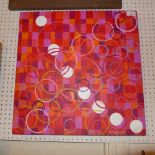 A contemporary unframed oil on canvas by Ian Heath titled 'Circles'. signed, with detail to verso