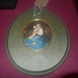 A late C19th hand painted enamel on porcelain German oval plaque, probably Dresden depicting the