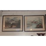 A set of three etching and aquatint steeplechase prints painted by J Pollard and engraving by