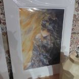 A contemporary unframed limited edition print 4/195, titled golden shadows, signed indistinctly