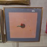 An pink abstract original poster, framed