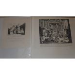 Two unframed period William Hogarth related engravings.