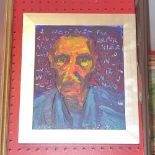 Artist: Alison Dare, William Burroughs - original oil, signed by the artist and framed