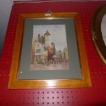 A glazed and framed French lithograph vi