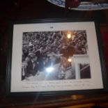 SOLD IN TIMED AUCTION A framed photographic print of Ray Paul with the FA Cup in 1956 after