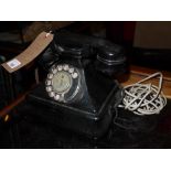 A rare black 1930's Bakelite telephone w