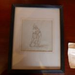 A C18th pen and ink study of a soldier